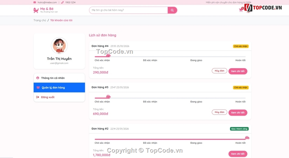 giao diện,mới nhất,shop mẹ và bé